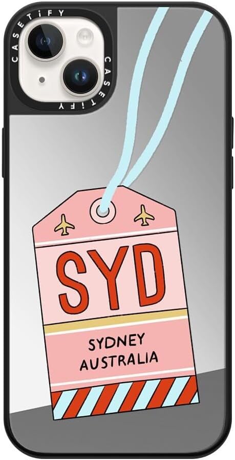 CASETiFY Mirror Case for iPhone 16 [Reflective / 4.9ft Drop Protection/Compatible with Magsafe] - Melbourne Stickers - Silver On Black