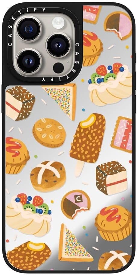 CASETiFY Mirror Case for iPhone 16 [Reflective / 4.9ft Drop Protection/Compatible with Magsafe] - Melbourne Stickers - Silver On Black