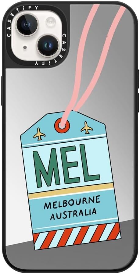 CASETiFY Mirror Case for iPhone 16 [Reflective / 4.9ft Drop Protection/Compatible with Magsafe] - Melbourne Stickers - Silver On Black