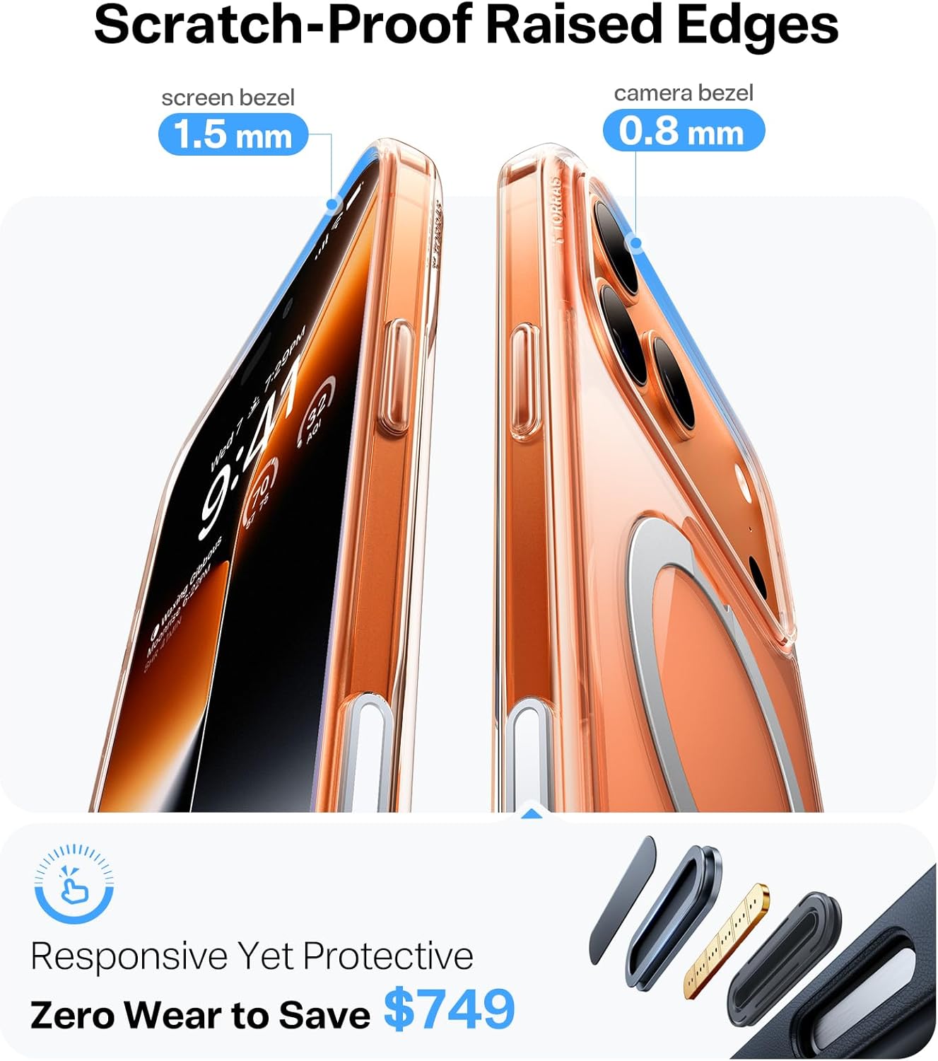 TORRAS Q3 360 Spin for iPhone 17 Pro Max Case Magnetic Stand, Compatible with Magsafe, Military Grade Protection, Camera Control, Built-in Kickstand 17 Pro Max Phone Case 6.9'', Clear