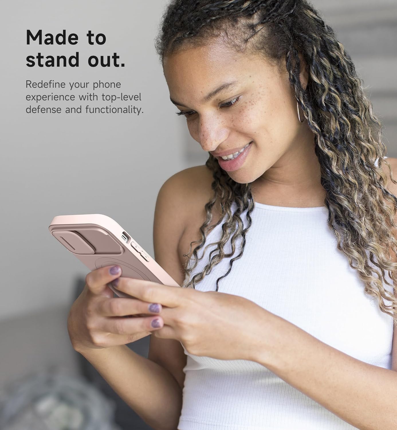 SURITCH for iPhone 12/12 Pro Case with Magnetic Camera Slide Cover and Adjustable Kickstand, Compatible with MagSafe, Shockproof Bumper Case Slim Protective Cover for iPhone 12/12 Pro 6.1 Inch, Black