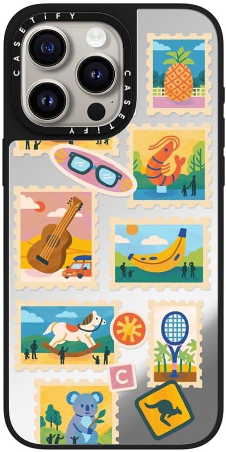 CASETiFY Mirror Case for iPhone 16 [Reflective / 4.9ft Drop Protection/Compatible with Magsafe] - Melbourne Stickers - Silver On Black