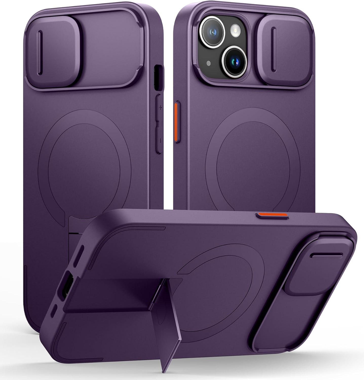 SURITCH for iPhone 12/12 Pro Case with Magnetic Camera Slide Cover and Adjustable Kickstand, Compatible with MagSafe, Shockproof Bumper Case Slim Protective Cover for iPhone 12/12 Pro 6.1 Inch, Black