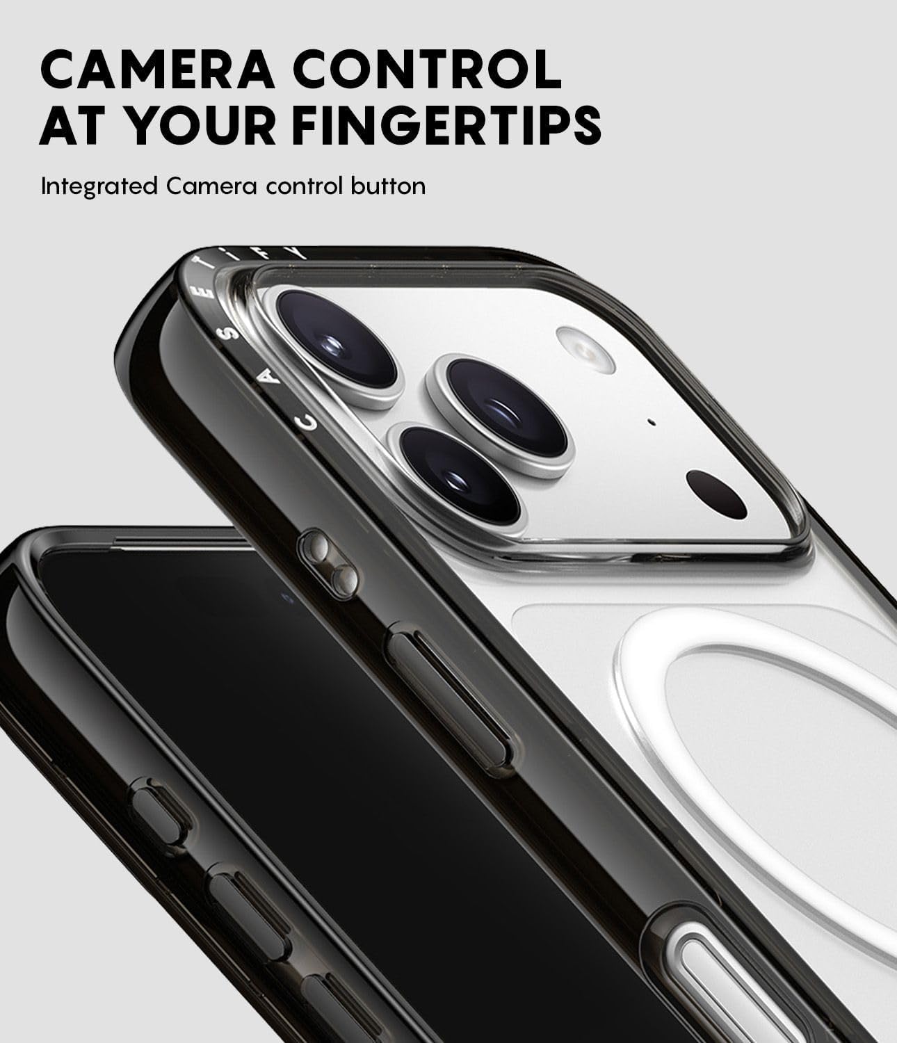 CASETiFY Compact iPhone 17 Pro Max Case [Slim and Sleek/Compatible with Magsafe / 4 ft. 2X Military Grade Drop Protection] - Fierce Tiger - Clear Black