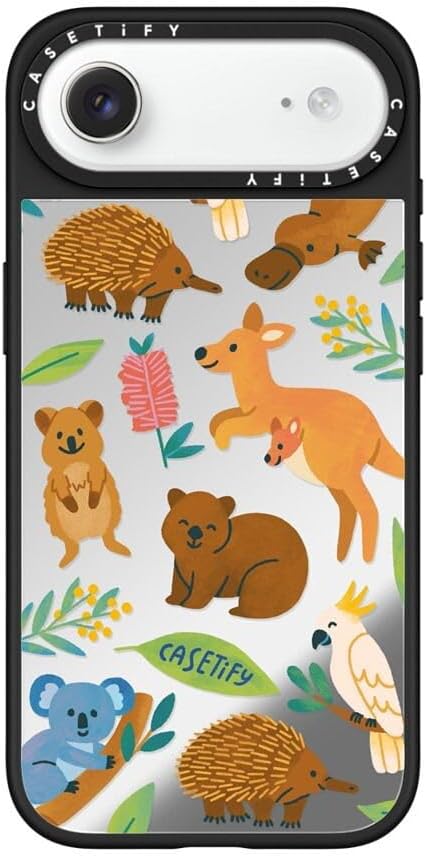 CASETiFY Mirror Case for iPhone 16 [Reflective / 4.9ft Drop Protection/Compatible with Magsafe] - Melbourne Stickers - Silver On Black