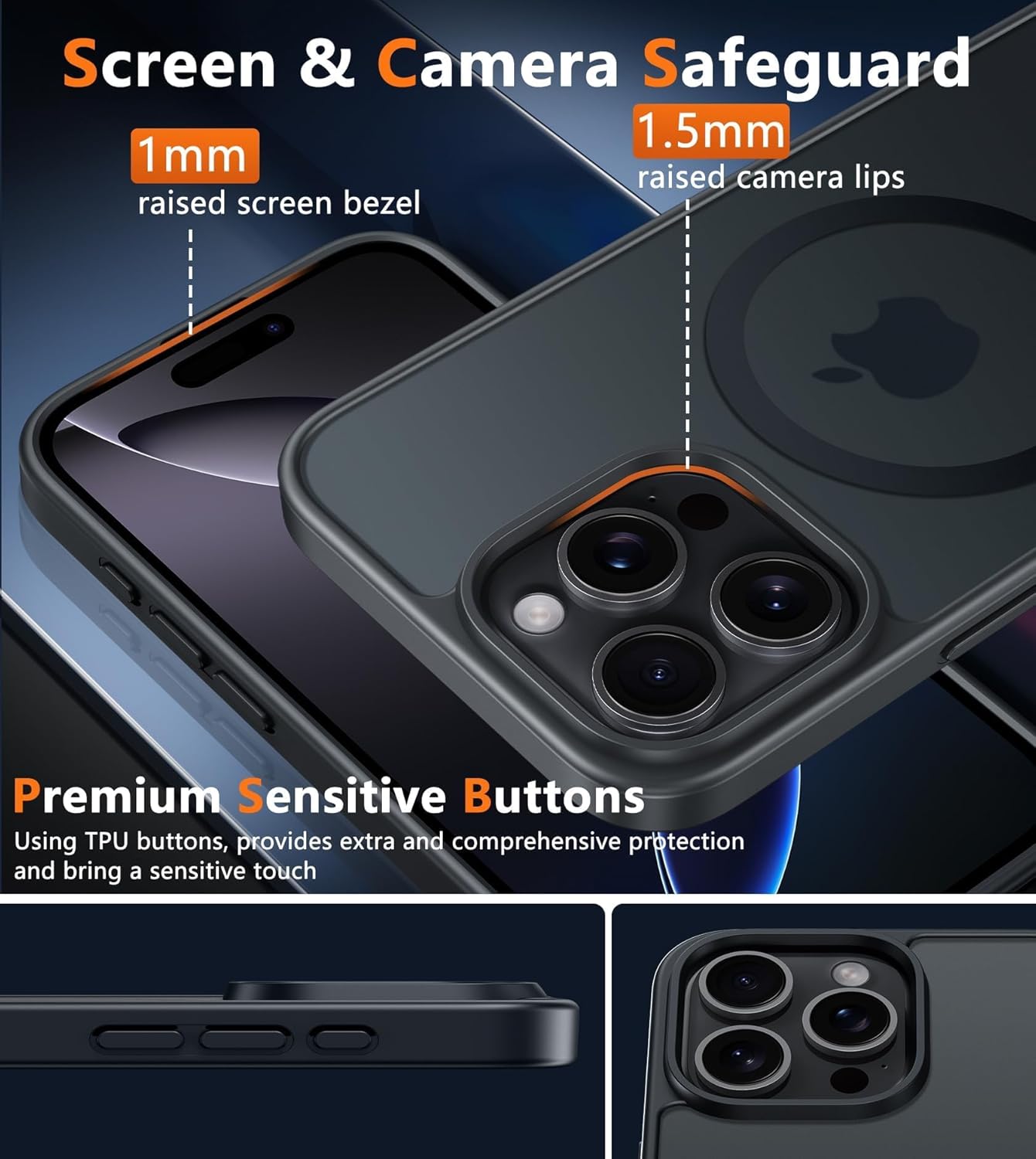 FNTCASE for iPhone 12 Phone Case: for iPhone 12 Pro Magnetic Matte Textured Military Grade Drop Protection Translucent Cell Cover - Slim Durable Shockproof Protective Bumper