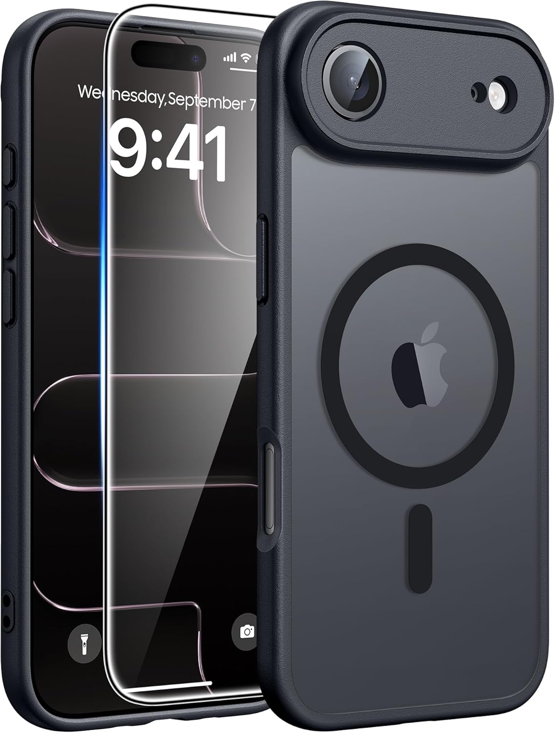 FNTCASE for iPhone 12 Phone Case: for iPhone 12 Pro Magnetic Matte Textured Military Grade Drop Protection Translucent Cell Cover - Slim Durable Shockproof Protective Bumper