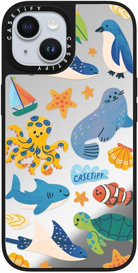 CASETiFY Mirror Case for iPhone 16 [Reflective / 4.9ft Drop Protection/Compatible with Magsafe] - Melbourne Stickers - Silver On Black