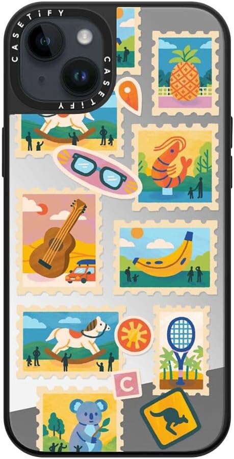 CASETiFY Mirror Case for iPhone 16 [Reflective / 4.9ft Drop Protection/Compatible with Magsafe] - Melbourne Stickers - Silver On Black