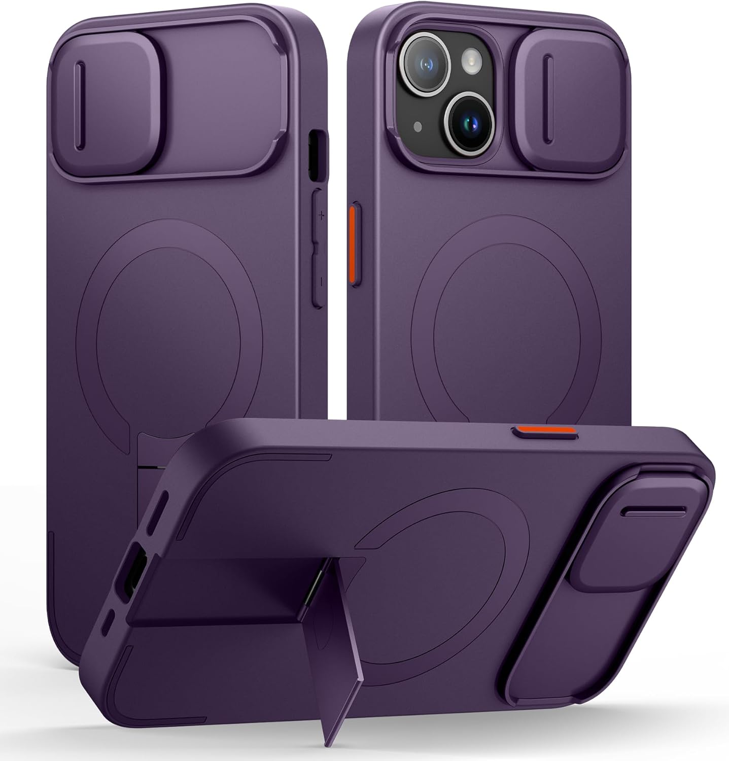 SURITCH for iPhone 12/12 Pro Case with Magnetic Camera Slide Cover and Adjustable Kickstand, Compatible with MagSafe, Shockproof Bumper Case Slim Protective Cover for iPhone 12/12 Pro 6.1 Inch, Black