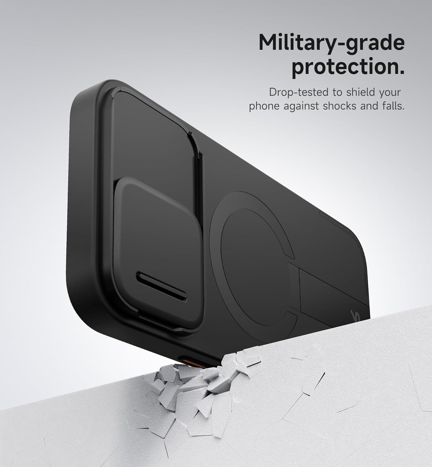 SURITCH for iPhone 12/12 Pro Case with Magnetic Camera Slide Cover and Adjustable Kickstand, Compatible with MagSafe, Shockproof Bumper Case Slim Protective Cover for iPhone 12/12 Pro 6.1 Inch, Black