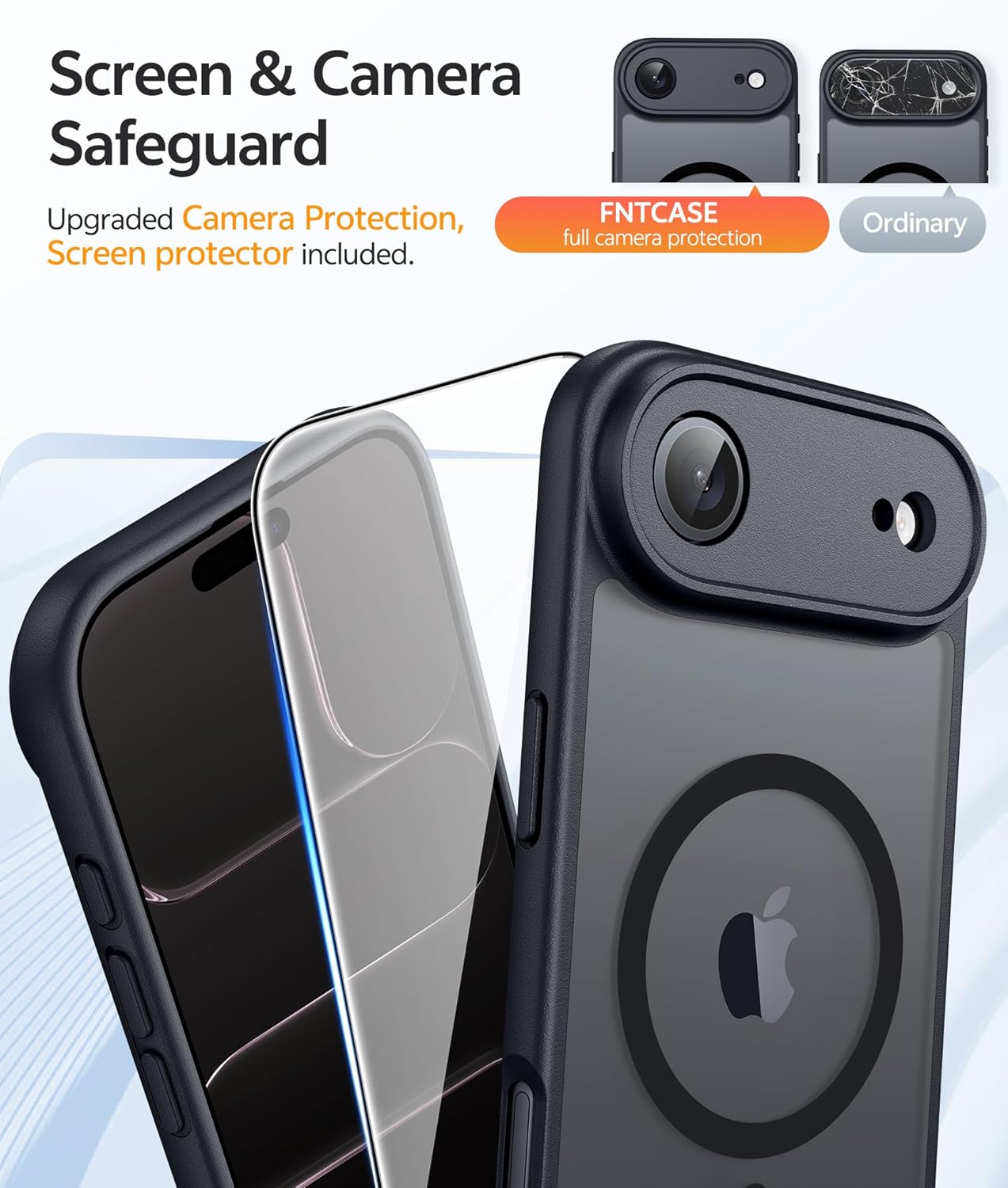 FNTCASE for iPhone 12 Phone Case: for iPhone 12 Pro Magnetic Matte Textured Military Grade Drop Protection Translucent Cell Cover - Slim Durable Shockproof Protective Bumper