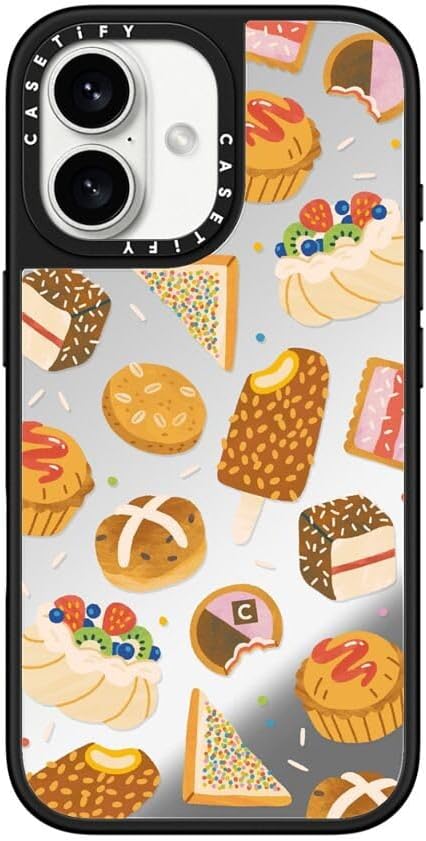 CASETiFY Mirror Case for iPhone 16 [Reflective / 4.9ft Drop Protection/Compatible with Magsafe] - Melbourne Stickers - Silver On Black