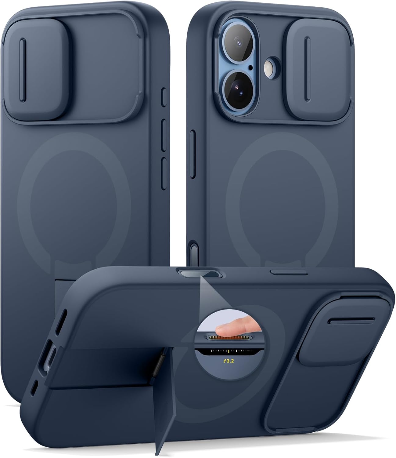 SURITCH for iPhone 12/12 Pro Case with Magnetic Camera Slide Cover and Adjustable Kickstand, Compatible with MagSafe, Shockproof Bumper Case Slim Protective Cover for iPhone 12/12 Pro 6.1 Inch, Black