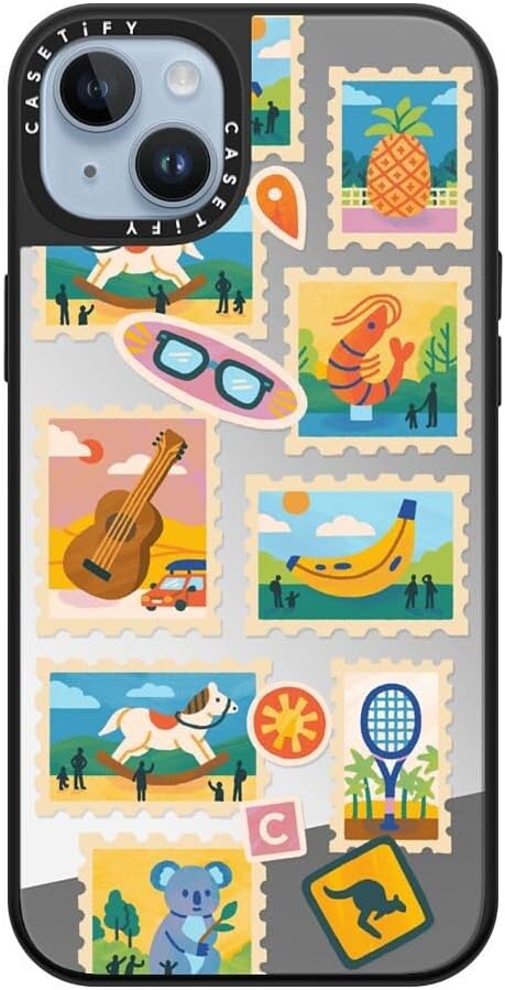 CASETiFY Mirror Case for iPhone 16 [Reflective / 4.9ft Drop Protection/Compatible with Magsafe] - Melbourne Stickers - Silver On Black