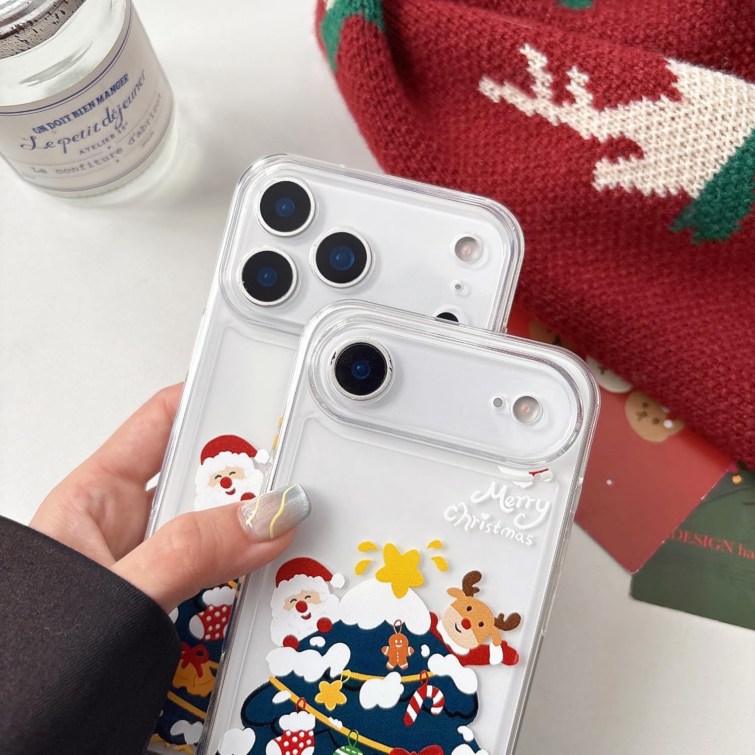 UEEBAI Christmas Phone Case for iPhone 16, Cute Merry Christmas Pattern Case Compatible with Magsafe Red Xmas Santa Tree Candy Pattern Cover for Women and Girls - Elk