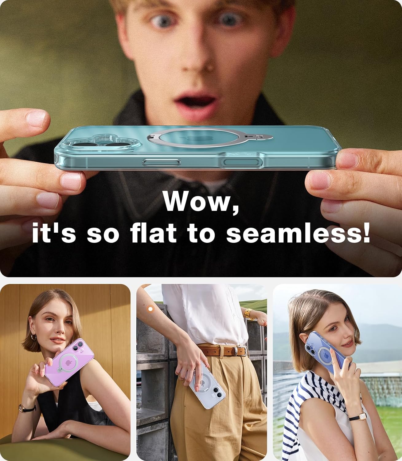 TORRAS Q3 360 Spin for iPhone 17 Pro Max Case Magnetic Stand, Compatible with Magsafe, Military Grade Protection, Camera Control, Built-in Kickstand 17 Pro Max Phone Case 6.9'', Clear