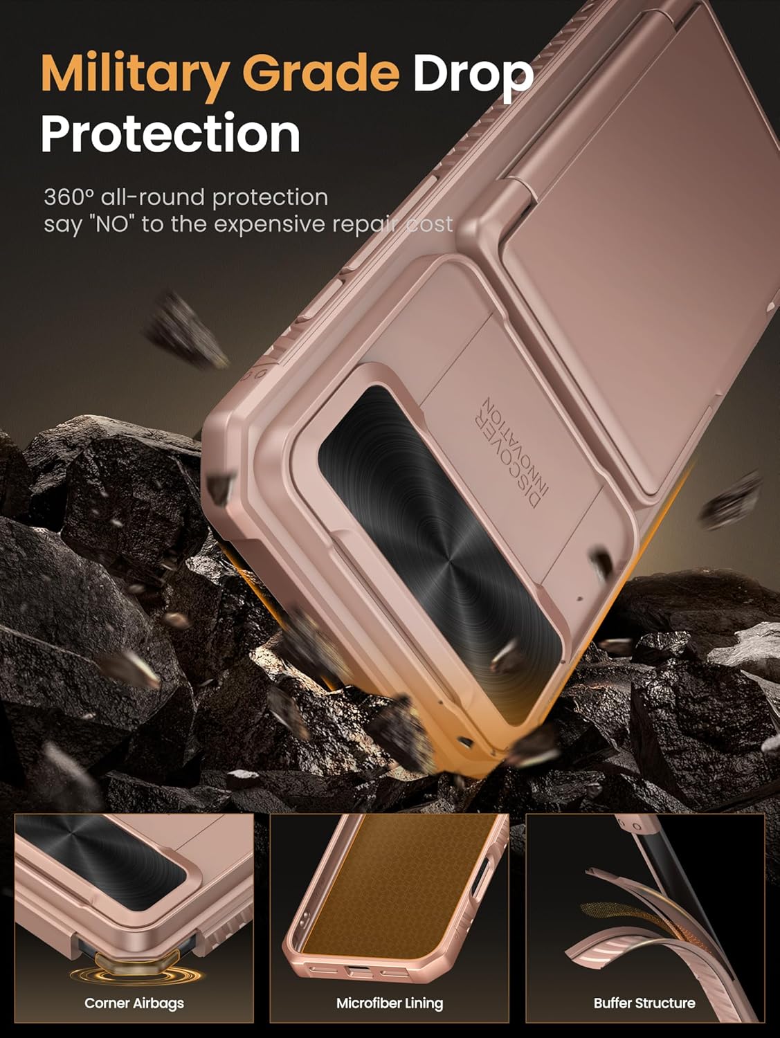 Vihibii for iPhone 17 Pro Case Wallet with Card Holder (4 Cards) [RFID Blocking] & Slide Camera Cover, Military Grade Drop Protection, Rugged Hard Back & Silicone Edge Phone Case 6.3 5G 2025, Black