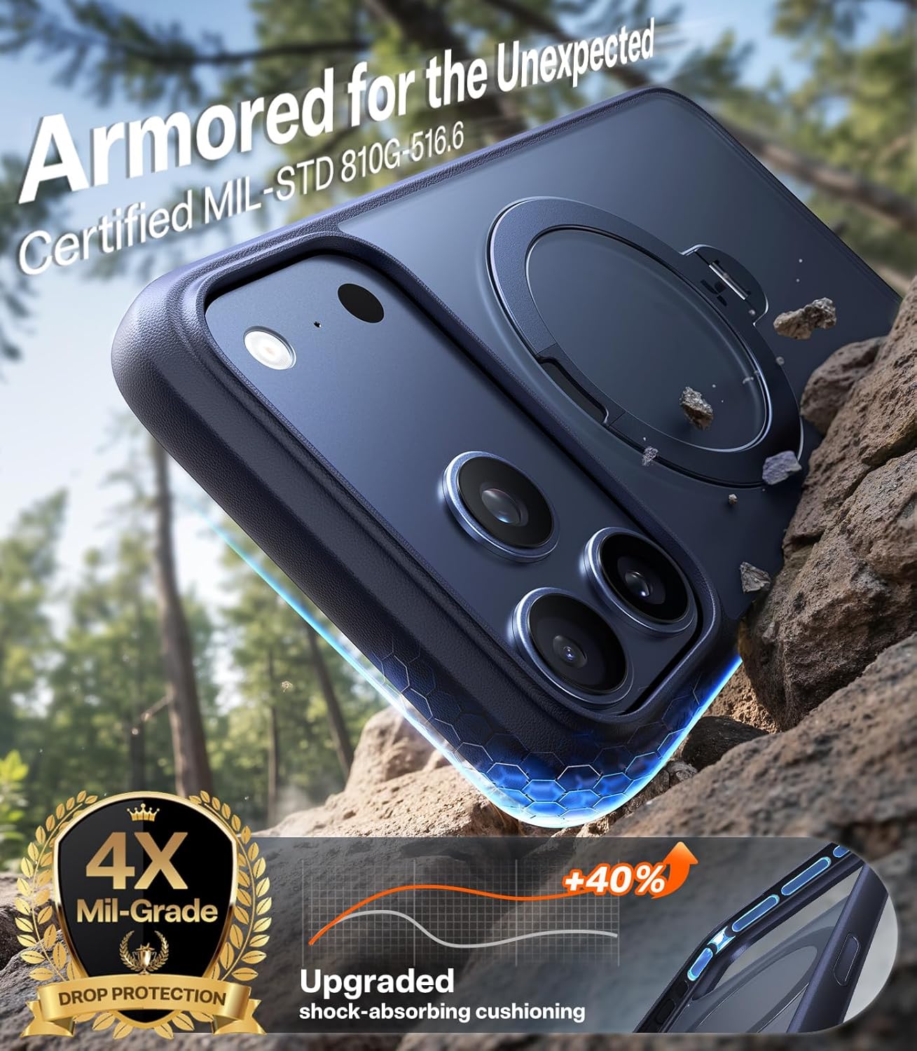 TORRAS Q3 360 Spin for iPhone 17 Pro Max Case Magnetic Stand, Compatible with Magsafe, Military Grade Protection, Camera Control, Built-in Kickstand 17 Pro Max Phone Case 6.9'', Clear