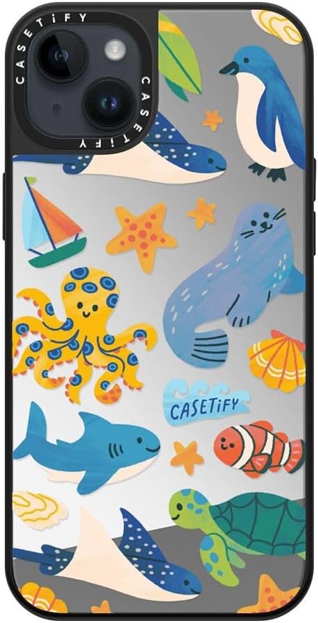 CASETiFY Mirror Case for iPhone 16 [Reflective / 4.9ft Drop Protection/Compatible with Magsafe] - Melbourne Stickers - Silver On Black