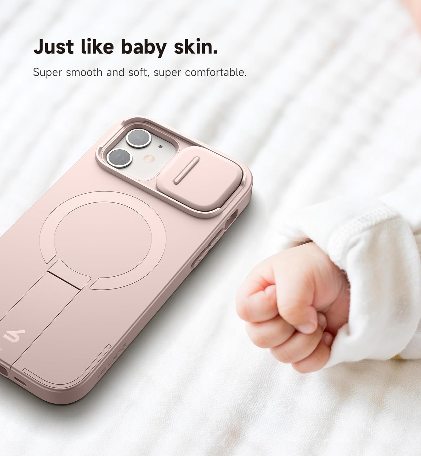 SURITCH for iPhone 12/12 Pro Case with Magnetic Camera Slide Cover and Adjustable Kickstand, Compatible with MagSafe, Shockproof Bumper Case Slim Protective Cover for iPhone 12/12 Pro 6.1 Inch, Black