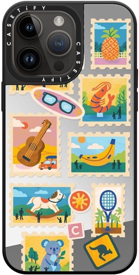 CASETiFY Mirror Case for iPhone 16 [Reflective / 4.9ft Drop Protection/Compatible with Magsafe] - Melbourne Stickers - Silver On Black