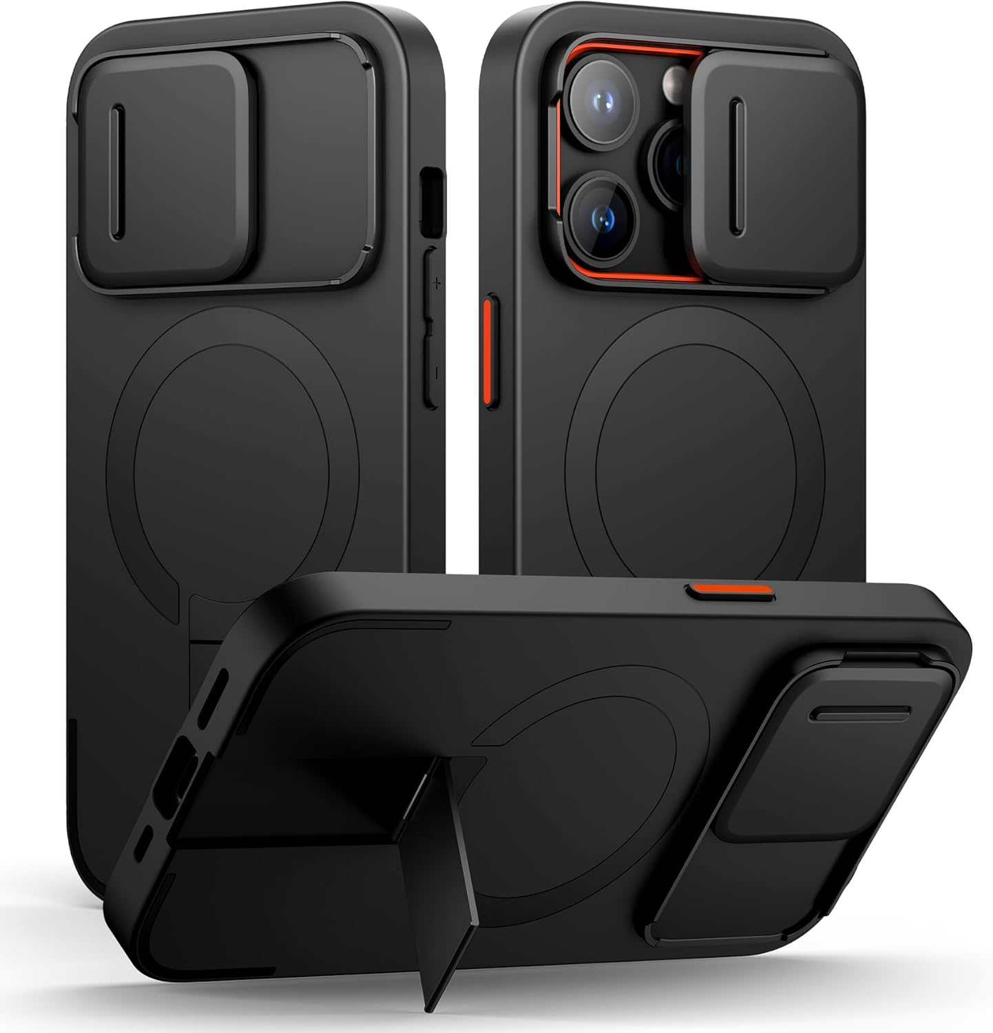 SURITCH for iPhone 12/12 Pro Case with Magnetic Camera Slide Cover and Adjustable Kickstand, Compatible with MagSafe, Shockproof Bumper Case Slim Protective Cover for iPhone 12/12 Pro 6.1 Inch, Black