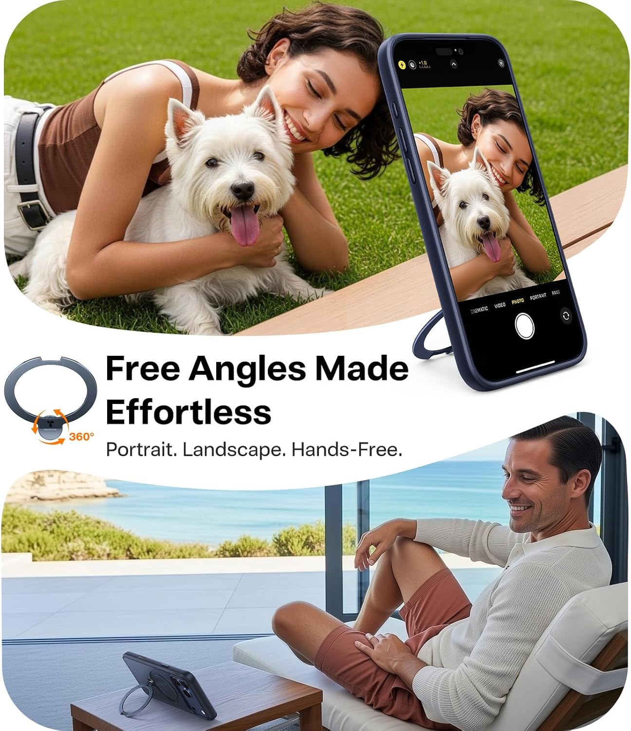 TORRAS Q3 360 Spin for iPhone 17 Pro Max Case Magnetic Stand, Compatible with Magsafe, Military Grade Protection, Camera Control, Built-in Kickstand 17 Pro Max Phone Case 6.9'', Clear