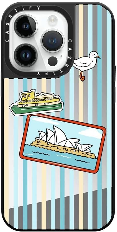 CASETiFY Mirror Case for iPhone 16 [Reflective / 4.9ft Drop Protection/Compatible with Magsafe] - Melbourne Stickers - Silver On Black