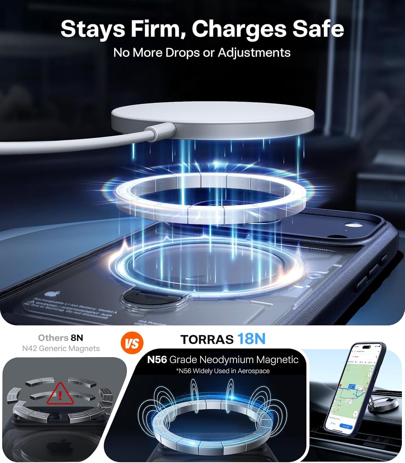 TORRAS Q3 360 Spin for iPhone 17 Pro Max Case Magnetic Stand, Compatible with Magsafe, Military Grade Protection, Camera Control, Built-in Kickstand 17 Pro Max Phone Case 6.9'', Clear