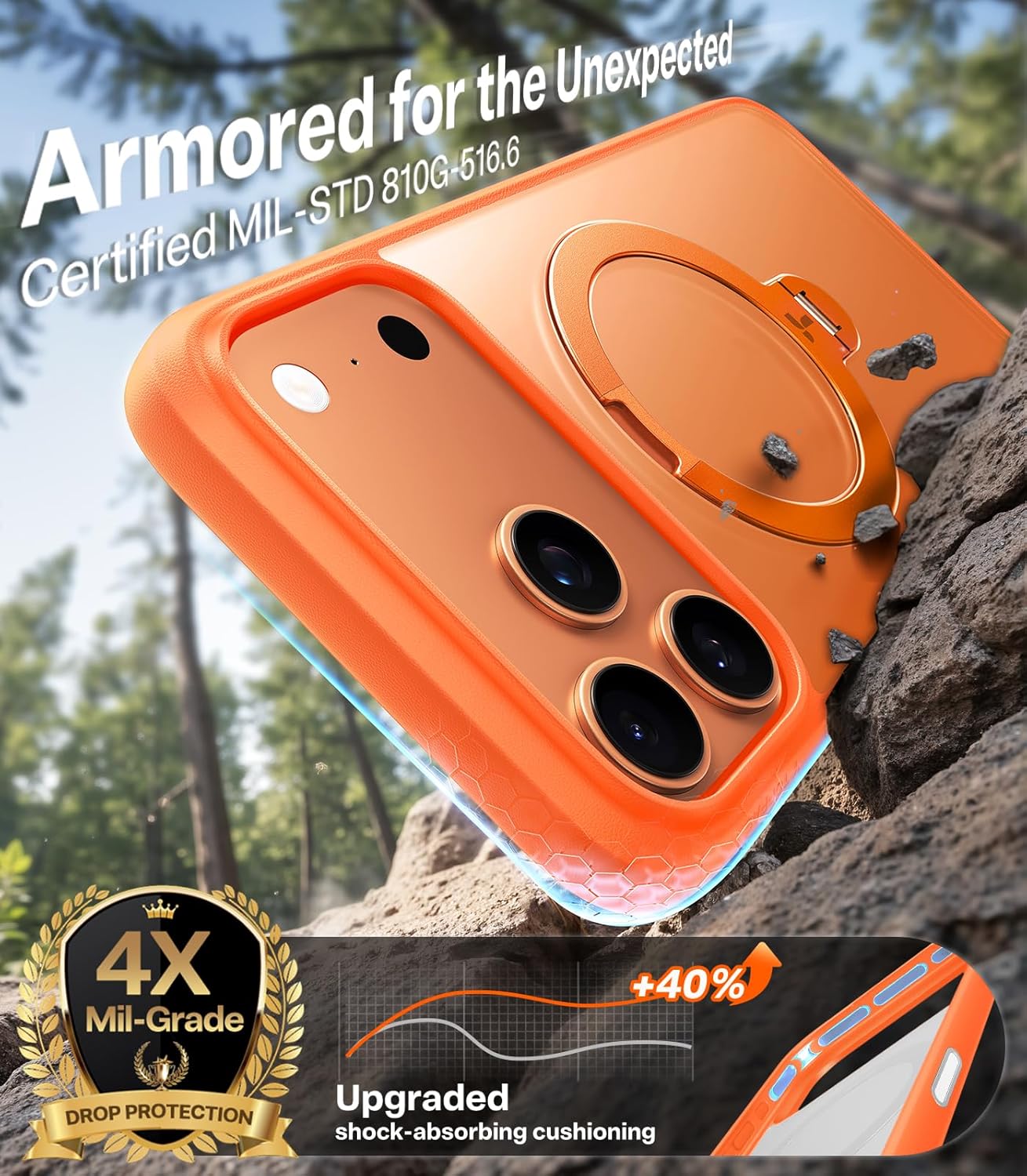 TORRAS Q3 360 Spin for iPhone 17 Pro Max Case Magnetic Stand, Compatible with Magsafe, Military Grade Protection, Camera Control, Built-in Kickstand 17 Pro Max Phone Case 6.9'', Clear