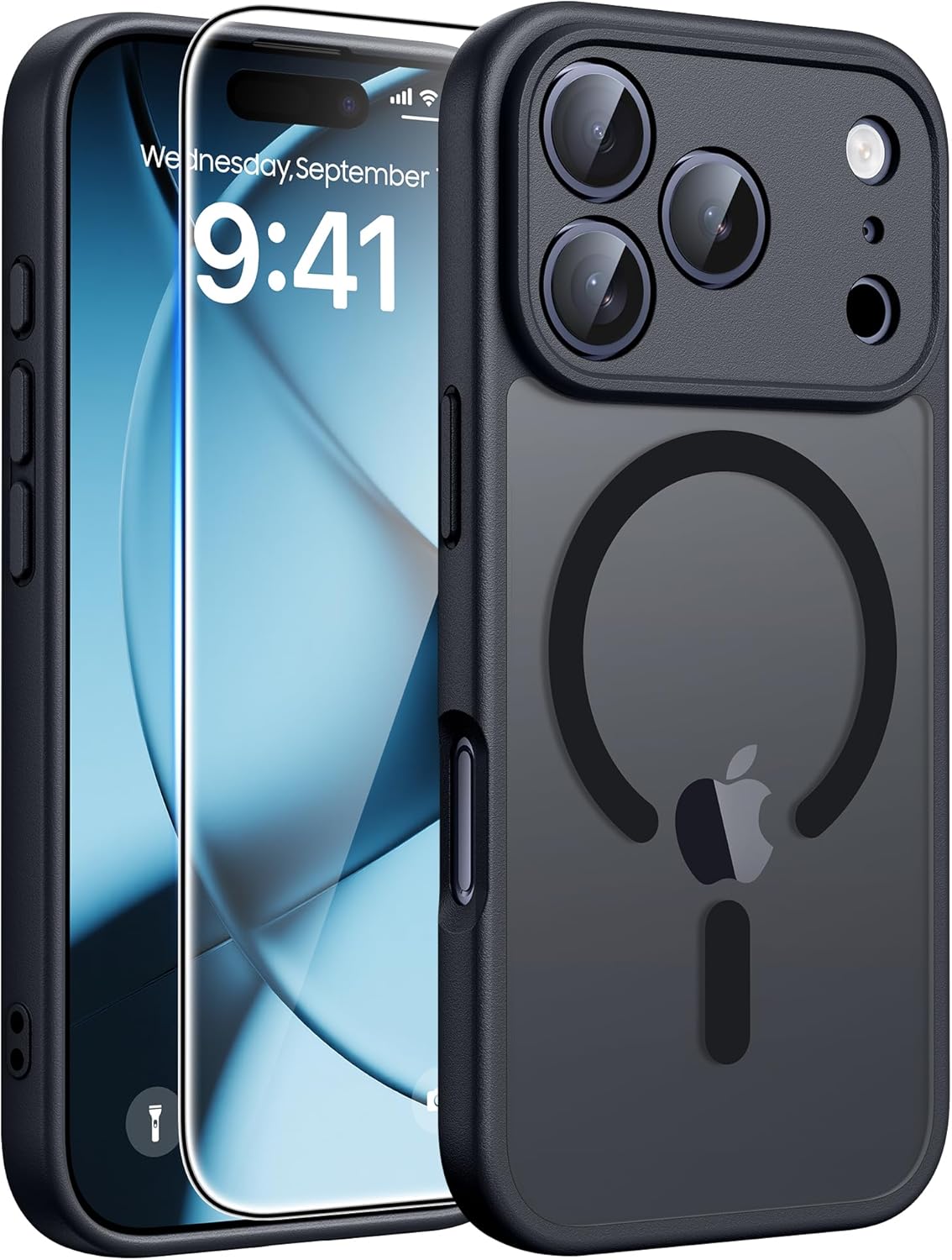 FNTCASE for iPhone 12 Phone Case: for iPhone 12 Pro Magnetic Matte Textured Military Grade Drop Protection Translucent Cell Cover - Slim Durable Shockproof Protective Bumper