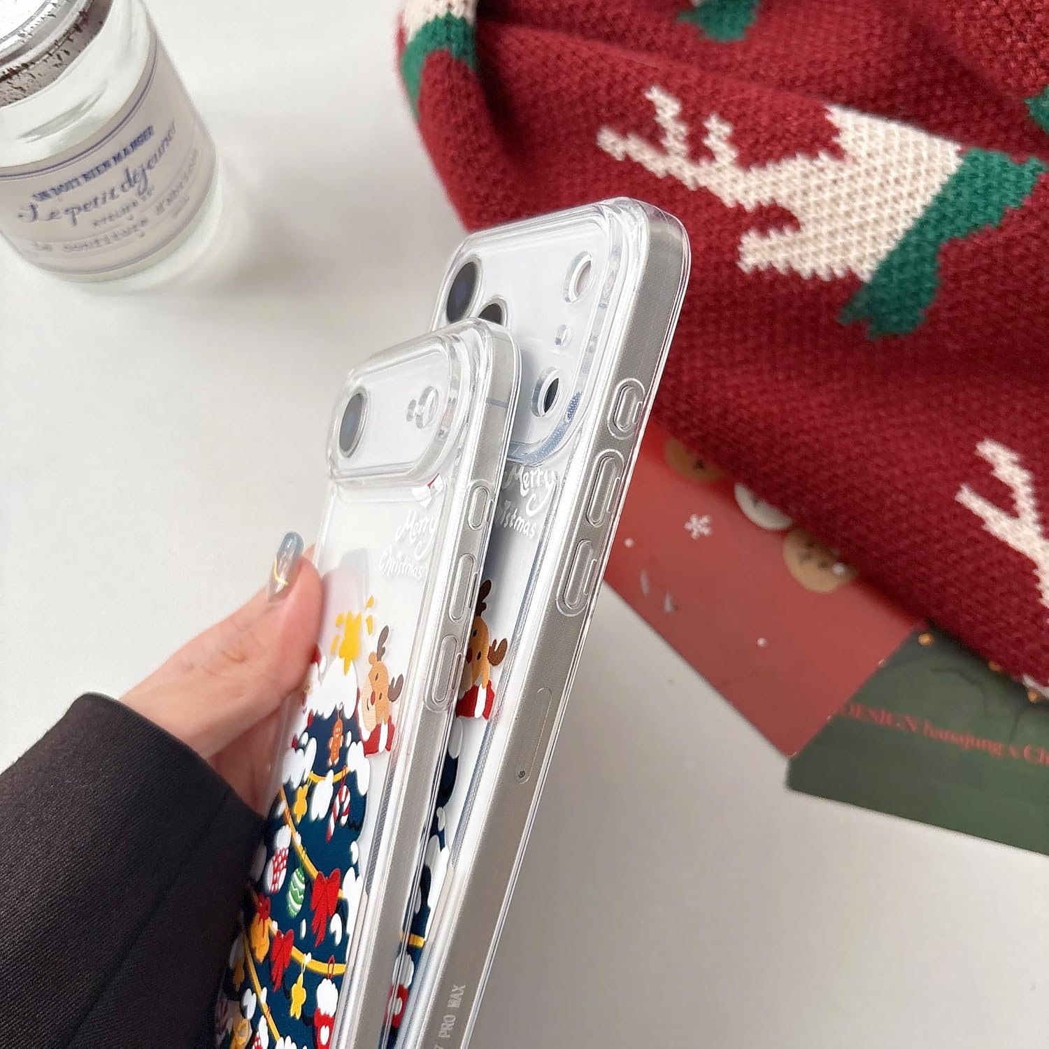 UEEBAI Christmas Phone Case for iPhone 16, Cute Merry Christmas Pattern Case Compatible with Magsafe Red Xmas Santa Tree Candy Pattern Cover for Women and Girls - Elk