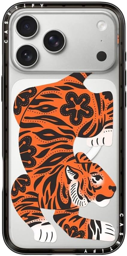 CASETiFY Compact iPhone 17 Pro Max Case [Slim and Sleek/Compatible with Magsafe / 4 ft. 2X Military Grade Drop Protection] - Fierce Tiger - Clear Black