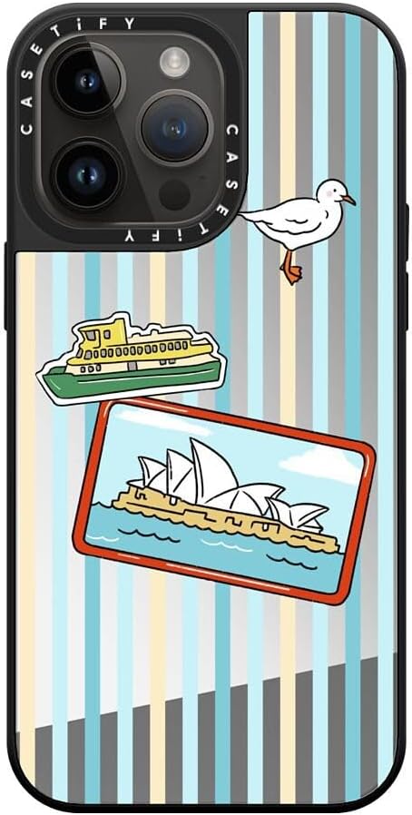 CASETiFY Mirror Case for iPhone 16 [Reflective / 4.9ft Drop Protection/Compatible with Magsafe] - Melbourne Stickers - Silver On Black