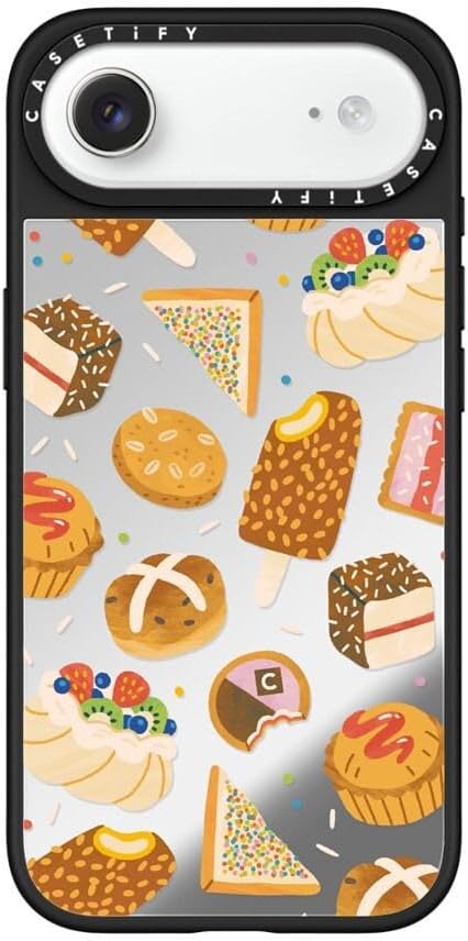 CASETiFY Mirror Case for iPhone 16 [Reflective / 4.9ft Drop Protection/Compatible with Magsafe] - Melbourne Stickers - Silver On Black