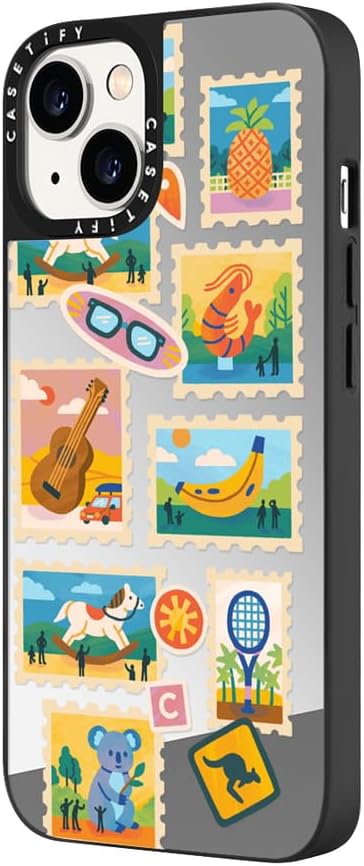 CASETiFY Mirror Case for iPhone 16 [Reflective / 4.9ft Drop Protection/Compatible with Magsafe] - Melbourne Stickers - Silver On Black