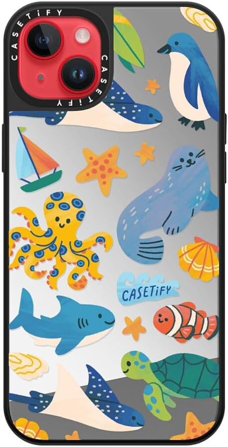 CASETiFY Mirror Case for iPhone 16 [Reflective / 4.9ft Drop Protection/Compatible with Magsafe] - Melbourne Stickers - Silver On Black