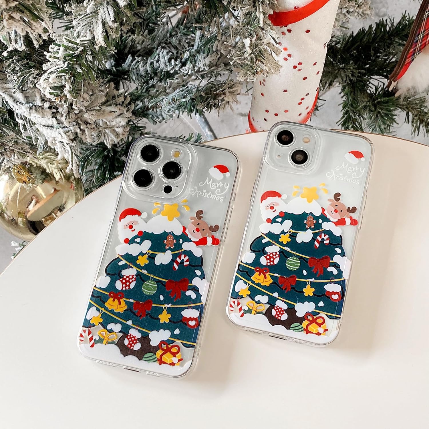 UEEBAI Christmas Phone Case for iPhone 16, Cute Merry Christmas Pattern Case Compatible with Magsafe Red Xmas Santa Tree Candy Pattern Cover for Women and Girls - Elk