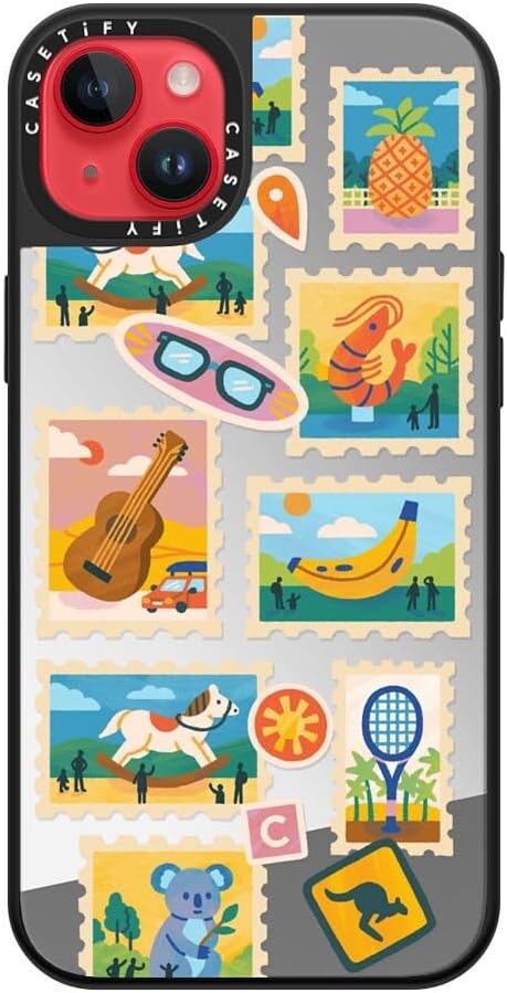 CASETiFY Mirror Case for iPhone 16 [Reflective / 4.9ft Drop Protection/Compatible with Magsafe] - Melbourne Stickers - Silver On Black