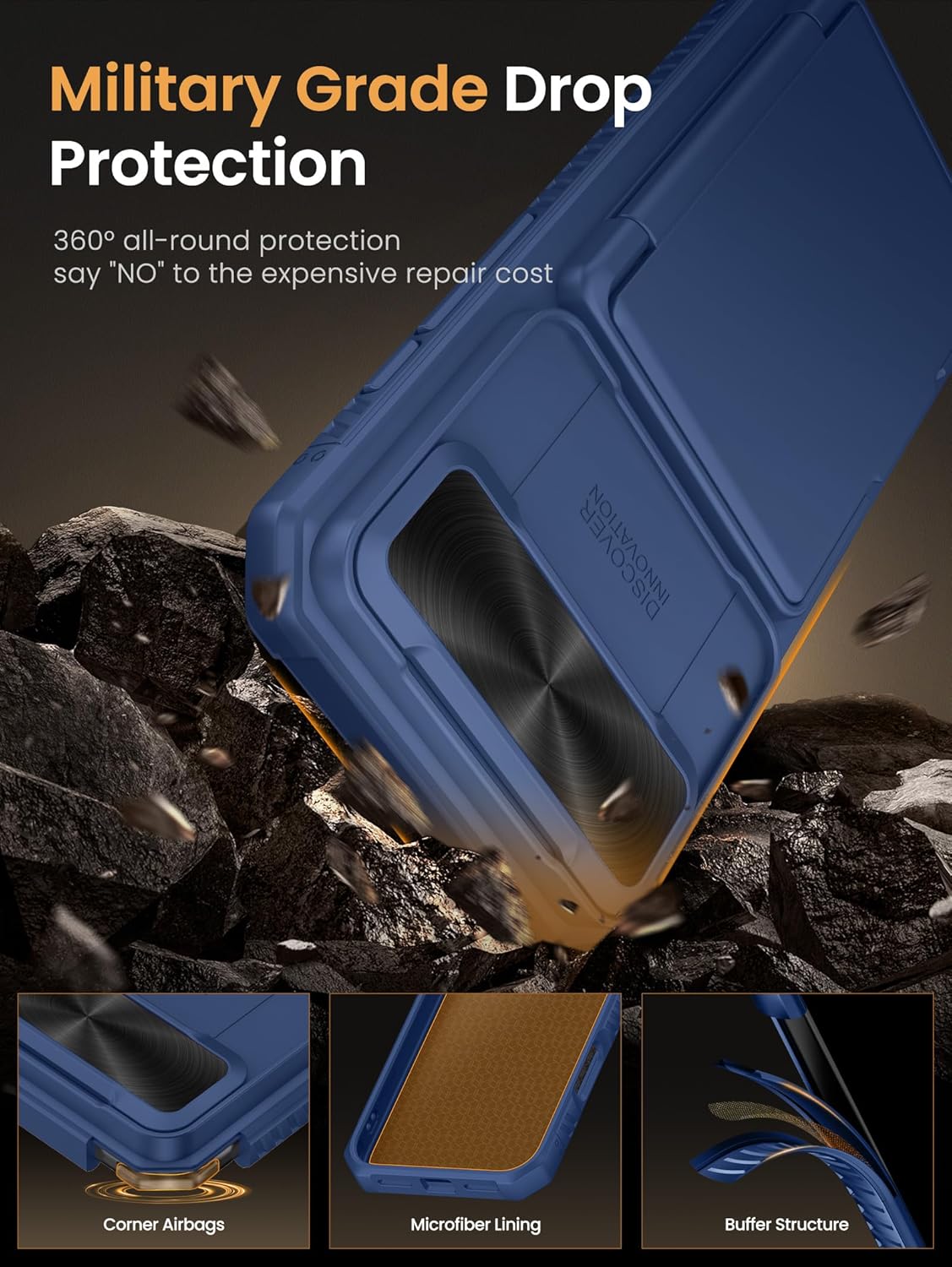 Vihibii for iPhone 17 Pro Case Wallet with Card Holder (4 Cards) [RFID Blocking] & Slide Camera Cover, Military Grade Drop Protection, Rugged Hard Back & Silicone Edge Phone Case 6.3 5G 2025, Black