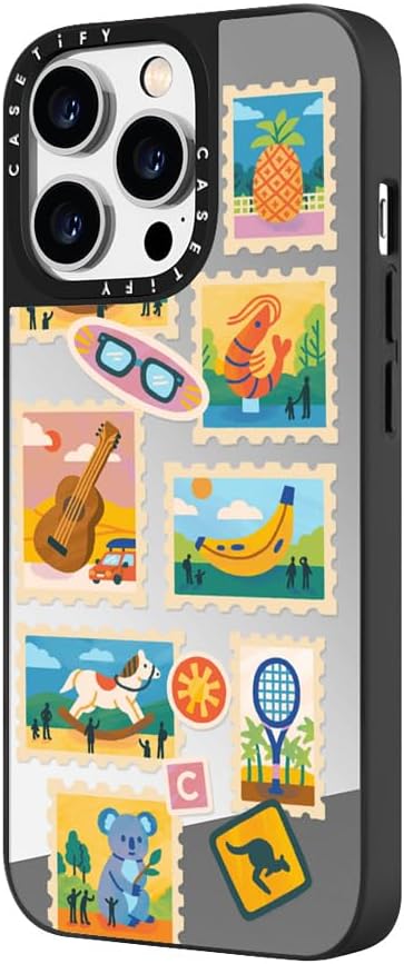 CASETiFY Mirror Case for iPhone 16 [Reflective / 4.9ft Drop Protection/Compatible with Magsafe] - Melbourne Stickers - Silver On Black