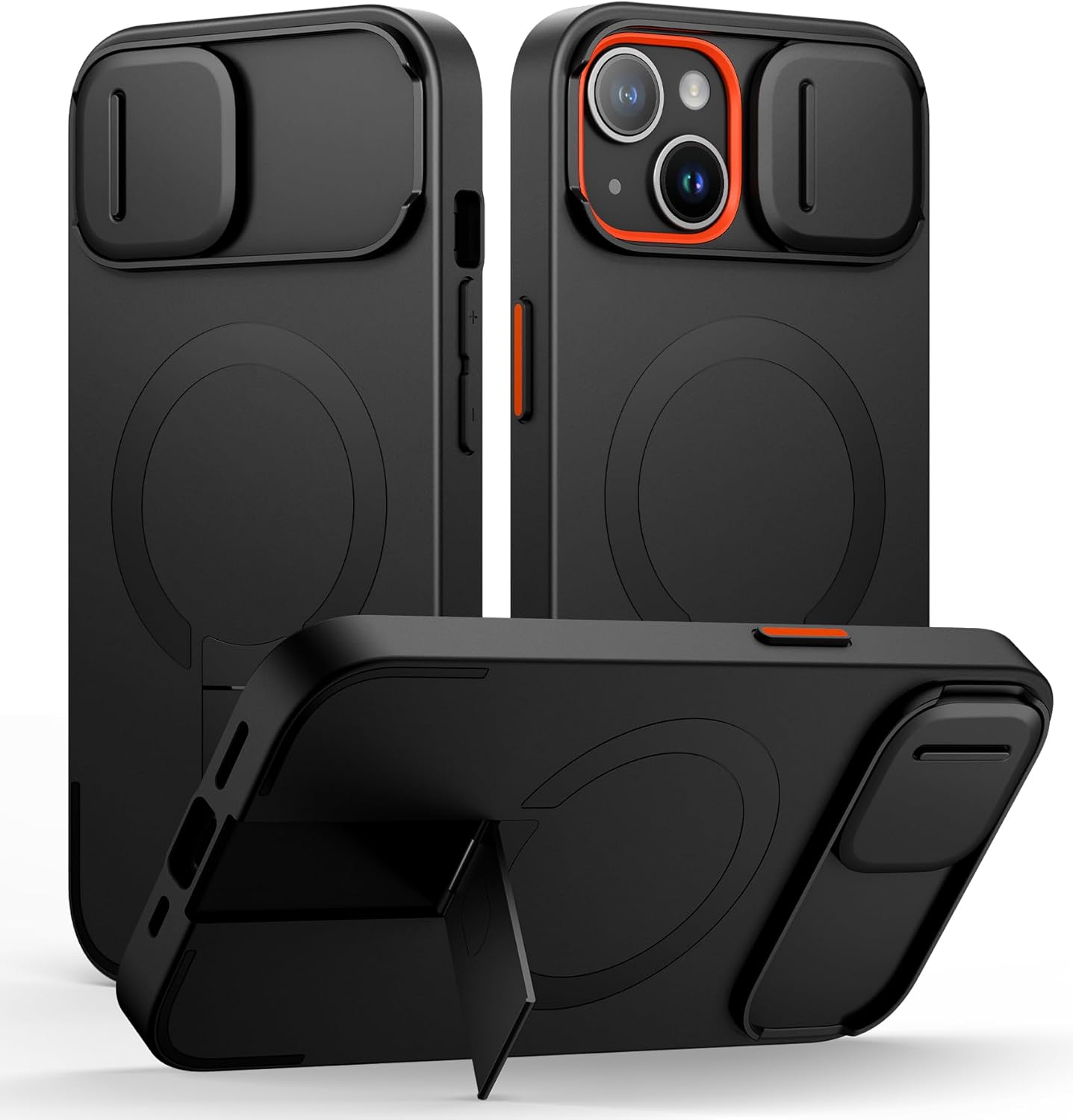 SURITCH for iPhone 12/12 Pro Case with Magnetic Camera Slide Cover and Adjustable Kickstand, Compatible with MagSafe, Shockproof Bumper Case Slim Protective Cover for iPhone 12/12 Pro 6.1 Inch, Black