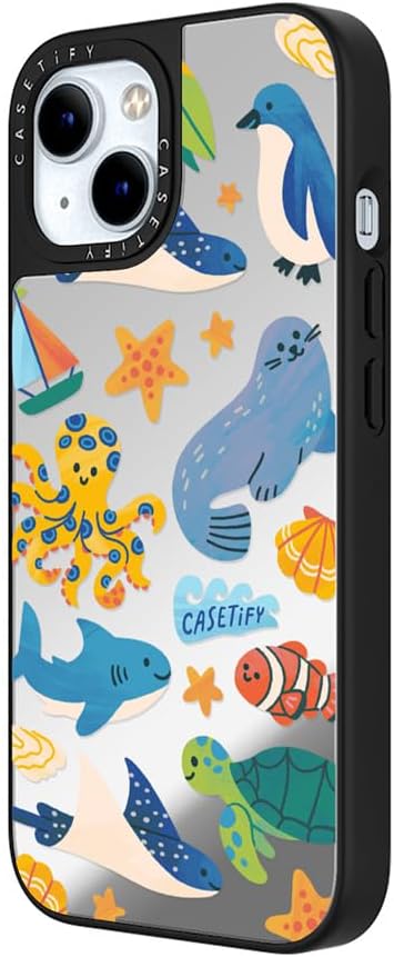 CASETiFY Mirror Case for iPhone 16 [Reflective / 4.9ft Drop Protection/Compatible with Magsafe] - Melbourne Stickers - Silver On Black