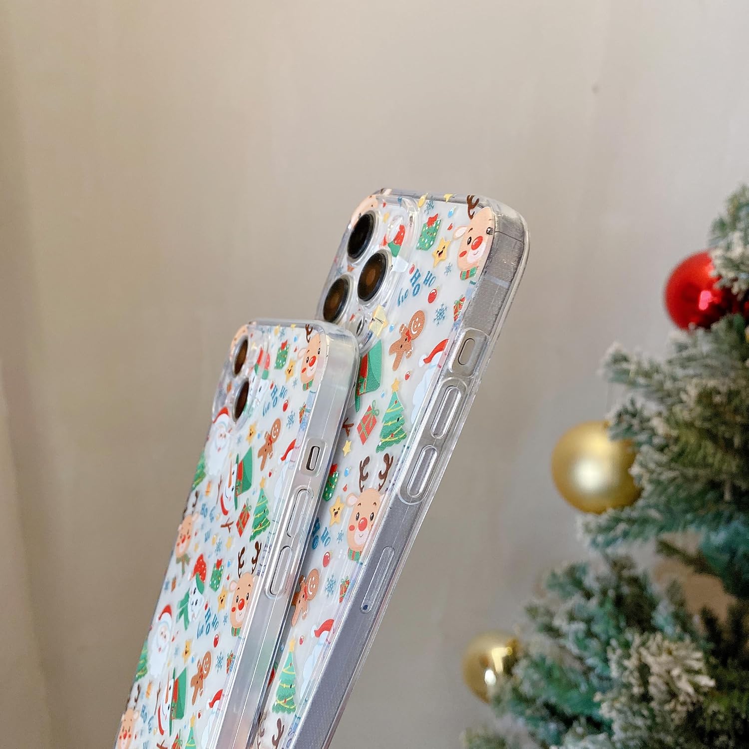 UEEBAI Christmas Phone Case for iPhone 16, Cute Merry Christmas Pattern Case Compatible with Magsafe Red Xmas Santa Tree Candy Pattern Cover for Women and Girls - Elk