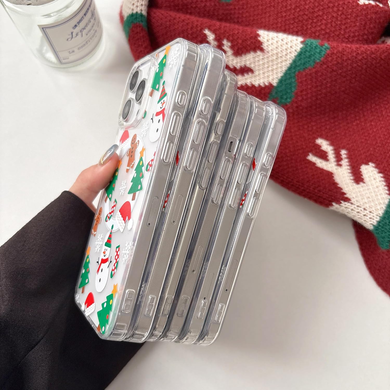 UEEBAI Christmas Phone Case for iPhone 16, Cute Merry Christmas Pattern Case Compatible with Magsafe Red Xmas Santa Tree Candy Pattern Cover for Women and Girls - Elk