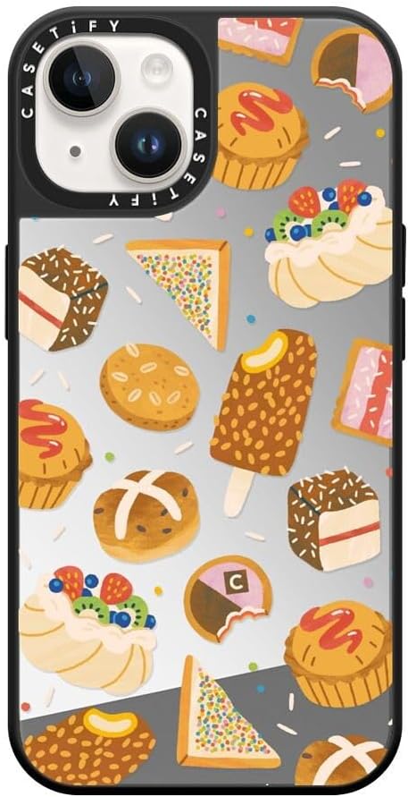 CASETiFY Mirror Case for iPhone 16 [Reflective / 4.9ft Drop Protection/Compatible with Magsafe] - Melbourne Stickers - Silver On Black