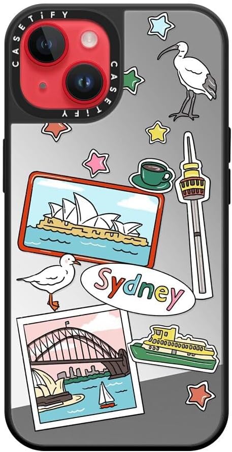 CASETiFY Mirror Case for iPhone 16 [Reflective / 4.9ft Drop Protection/Compatible with Magsafe] - Melbourne Stickers - Silver On Black