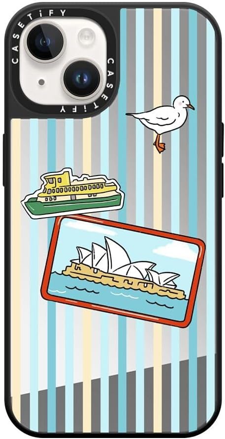 CASETiFY Mirror Case for iPhone 16 [Reflective / 4.9ft Drop Protection/Compatible with Magsafe] - Melbourne Stickers - Silver On Black