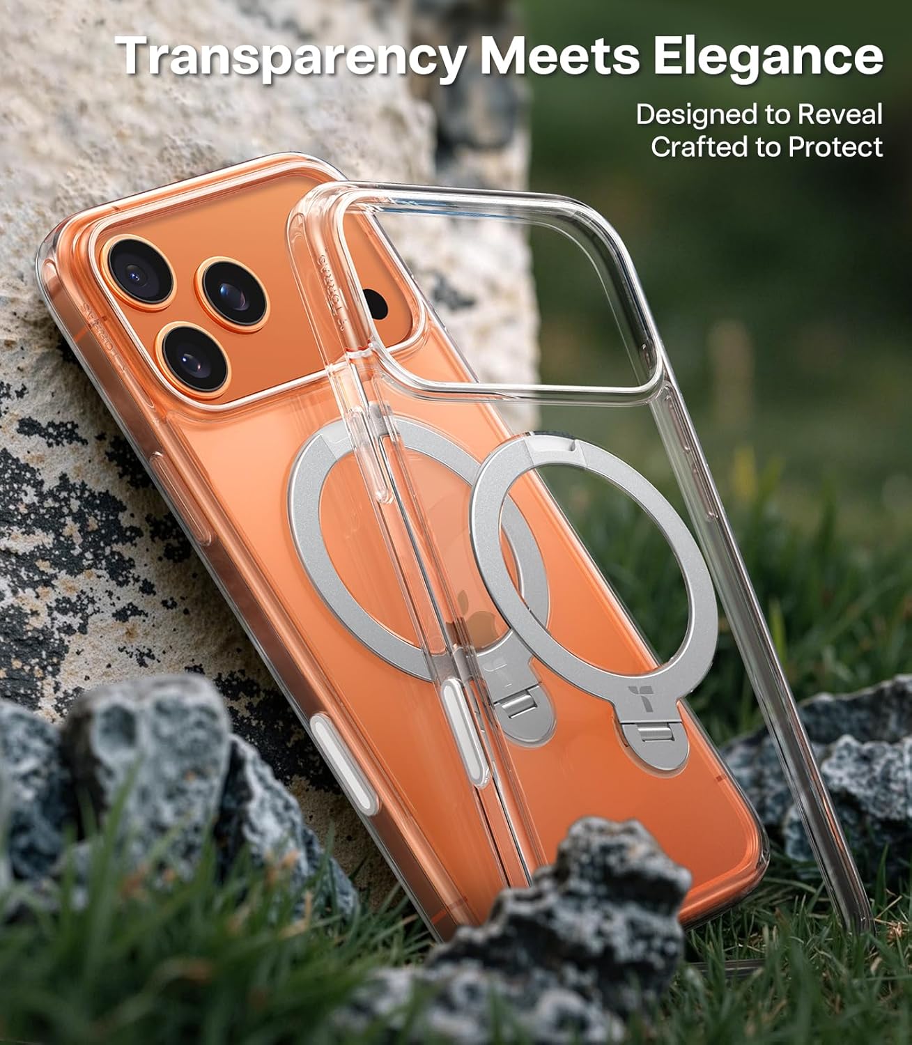 TORRAS Q3 360 Spin for iPhone 17 Pro Max Case Magnetic Stand, Compatible with Magsafe, Military Grade Protection, Camera Control, Built-in Kickstand 17 Pro Max Phone Case 6.9'', Clear